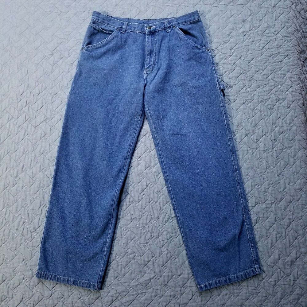 Smith'S Jeans Mens 34 X 32 Blue Regular Straight Work Wear Dark Wash Denim